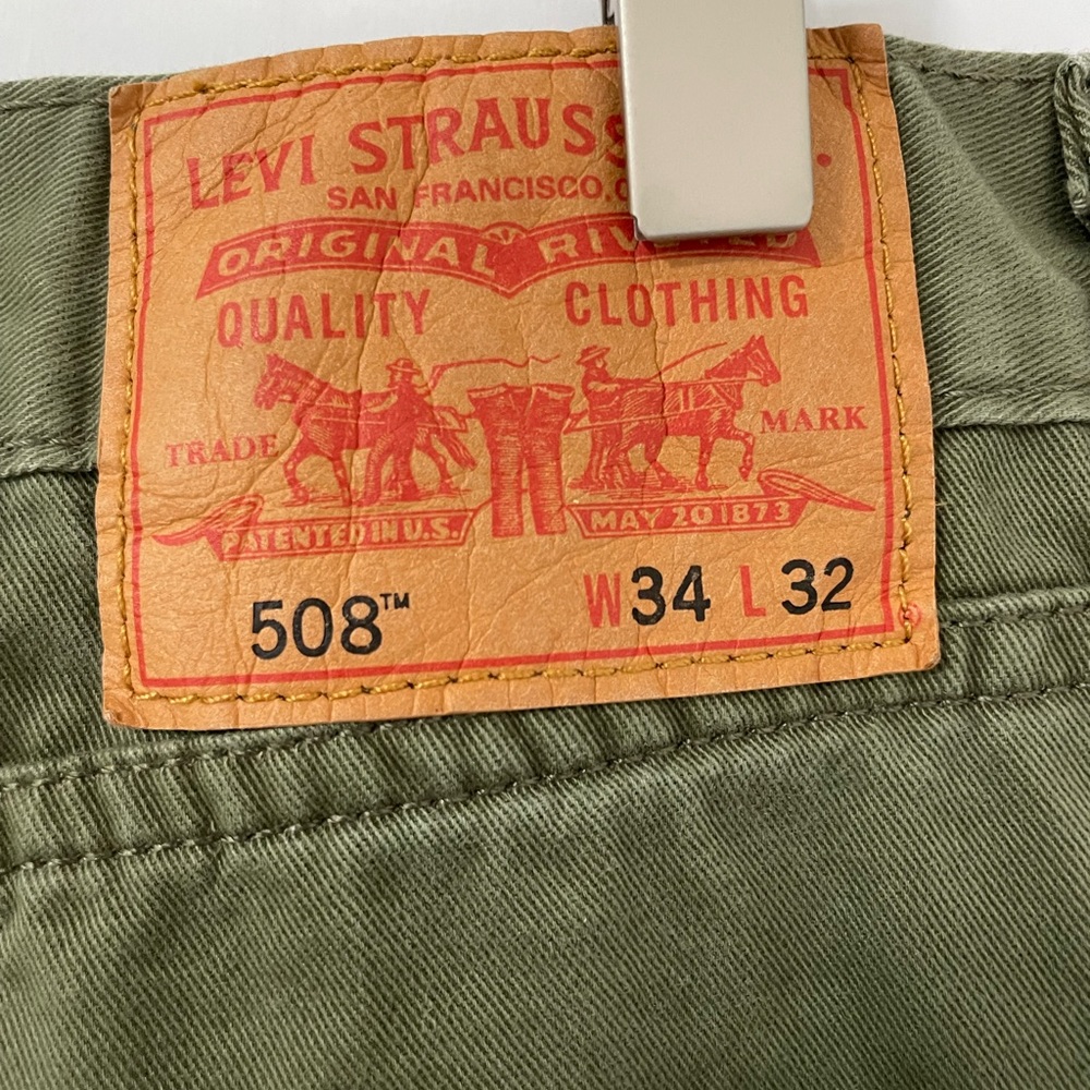 LEVI'S STRAUSS & CO 508 LIGHT GREEN REGULAR FIT TAPERED LEG JEANS SIZE 34 X 32.